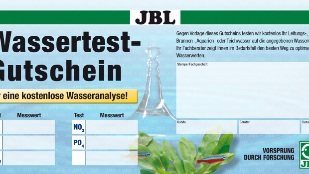 Die neuen Wassertest-Gutscheine von JBL.