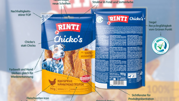 Finnern hat einiges an der „Rinti“-Chicko's-Verpackung modernisiert.