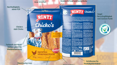 „Rinti“-Snacks im neuen Design und recycelbar