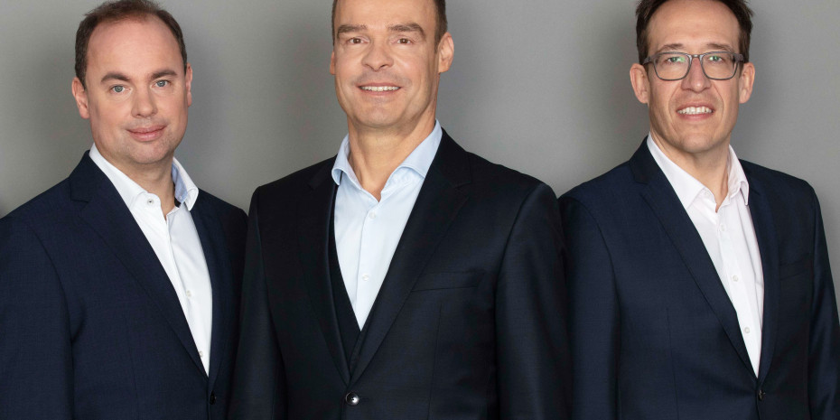 Vorstand von Zooplus,  (von links) Chief Operating Officer Dr. Mischa Ritter, Chief Executive Officer Dr. Cornelius Patt und Chief Financial Officer Andreas Maueröder.