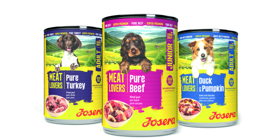 Für Hunde umfasst das Sortiment die Nassfutterlinie „Meat Lovers“ mit hohem Fleischanteil – 2026 &nbsp;in einem neuen, modernen &nbsp;Verpackungsdesign.