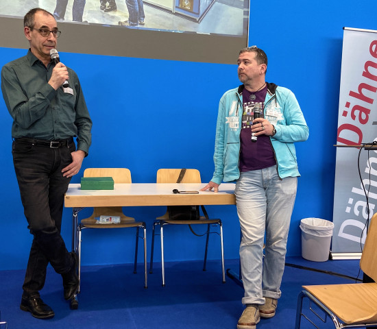 Jubiläums-Talk mit Verlagsgeschäftsführer Marc Dähne (l.) und Redakteur Oliver Mengedoht.