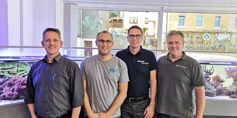  (von links) Markus Schwedler (Waltron), Markus Gerhardus (Fish and More), Axel Pinders (Dohse Aquaristik) und Daniel Heerz (Back to Nature).
