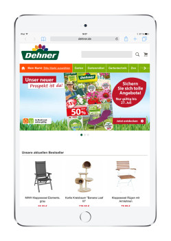 So präsentiert sich die Tablet-Version der M-Commerce-Seite von Dehner.