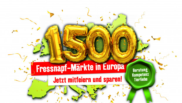 Im September und Oktober gibt es eine Kampagne unter dem Motto „1.500 Fressnapf-Märkte in Europa. Jetzt mitfeiern und sparen“.