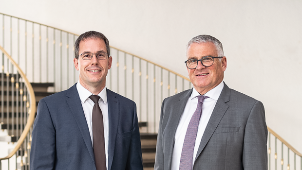 In der Zentrale der Raiffeisen-Waren-Gruppe freut man sich auf den neuen Standort: Mario Soose (links), Vorsitzender der Geschäftsführung, und Geschäftsführer Markus Braun.