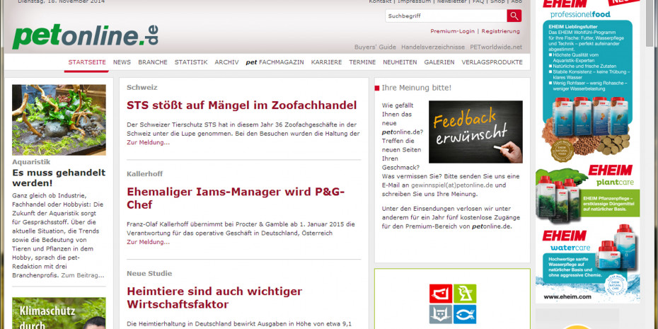 petonline.de, Startseite