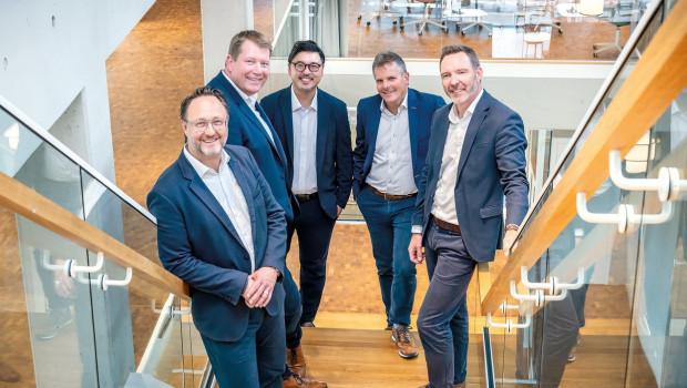 Von links: Helge Jakubowski, Oliver Beckmann, Masataka Yokoo, Gilbert Klausmeyer und Christian Stork-Bohmann.