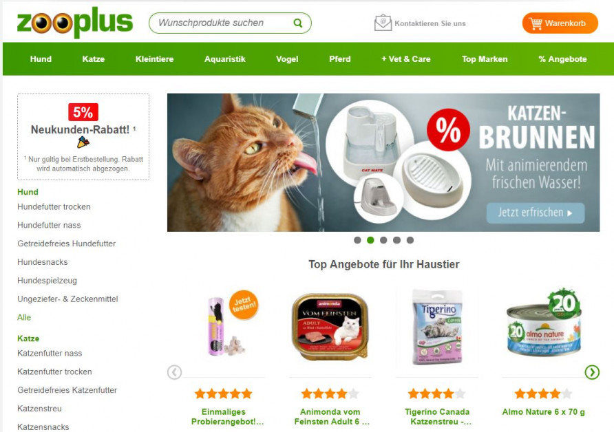 Zooplus ist im Netz am besten sicht... - pet-online