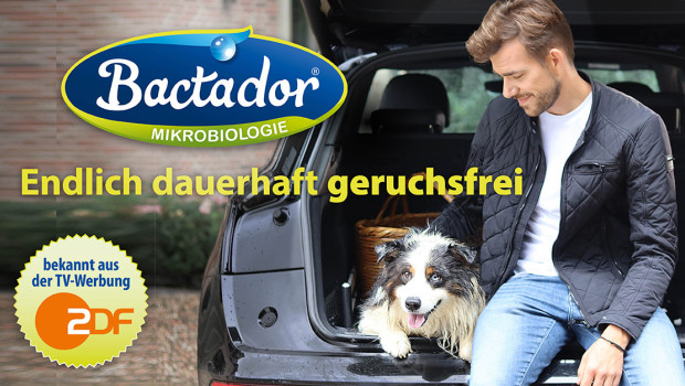 Der erste „Bactador“-Werbespot stellt das Geruchs- und Fleckenentferner-Spray in den Mittelpunkt.