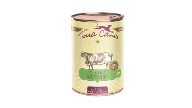 Soll nicht mehr verfüttert werden: „Terra Canis Classic Rind mit Karotte, Apfel und Naturreis“ in der 400-g-Dose.