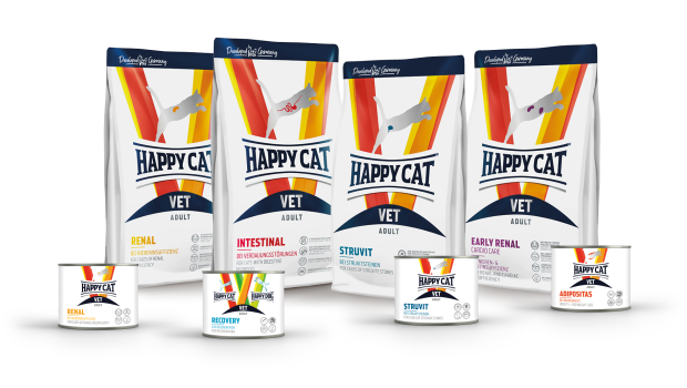 Ebenso wie das Happy Dog Vet-Sortiment, ist auch die Happy-Cat-Linie nun frei erhältlich.