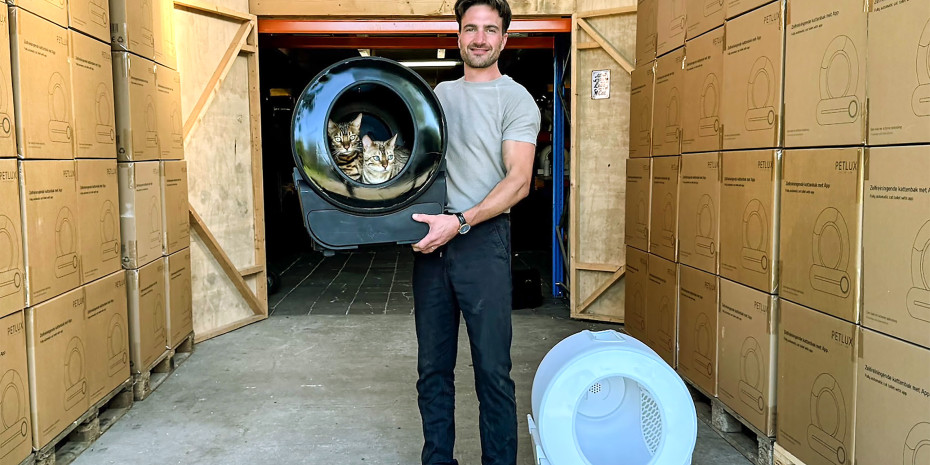 Johan Nap aus den  Niederlanden mit der  smarten Katzentoilette  „Petlux V3 XXL“.