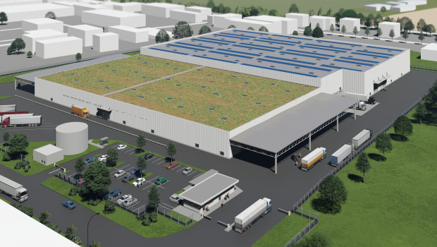 So soll das zweite Logistikzentrum von Hornbach in Essingen aussehen.