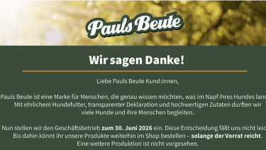 Pauls Beute stellt Geschäftsbetrieb ein