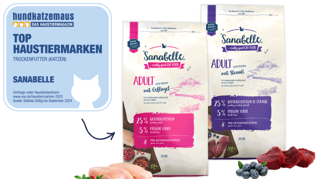 Im Bereich Katzennahrung Trocken kam Bosch Tiernahrung mit „Sanabelle“ auf den ersten Platz.