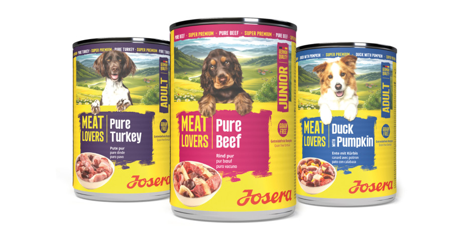 Für Hunde umfasst das Sortiment die Nassfutterlinie „Meat Lovers“ mit hohem Fleischanteil – 2026 in einem neuen, modernen Verpackungsdesign. Für Hunde umfasst das Sortiment die Nassfutterlinie „Meat Lovers“ mit hohem Fleischanteil – 2026 in einem neuen, modernen Verpackungsdesign.