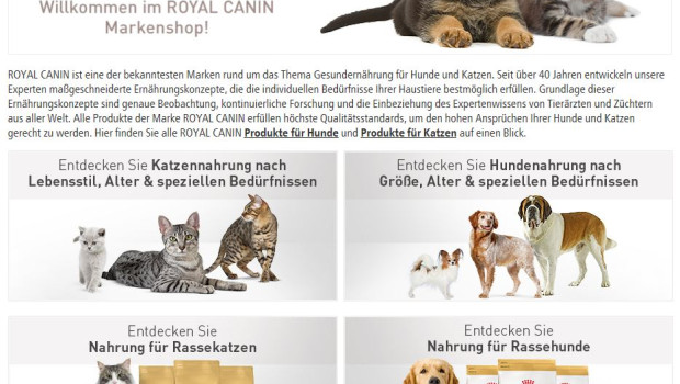 Royal Canin ist einer der drei neuen Markenshops. Royal Canin ist einer der drei neuen Markenshops.