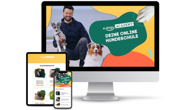 Die Online Hundeschule lässt sich sowohl im Web als auch in der Edogs-Academy App aufrufen.