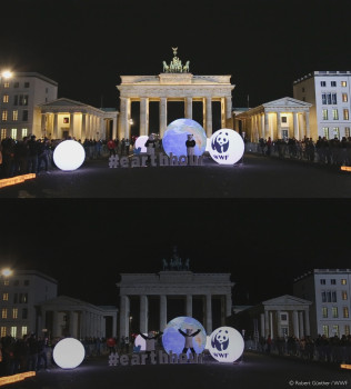 Nicht nur am Brandenburger Tor in Berlin, sondern rund um den Globus gehen am 19. März 2016 für eine Stunde die Lichter aus. Foto: Robert Guenther, WWF