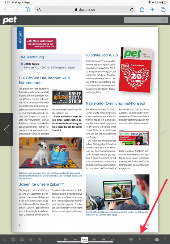 pet E-Magazin Bedienung