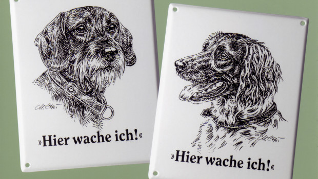 Emaille-Schilder und MetallplakettenEmaille-Schilder mit Hundeporträts, Marlies Esser - Tierporträts
