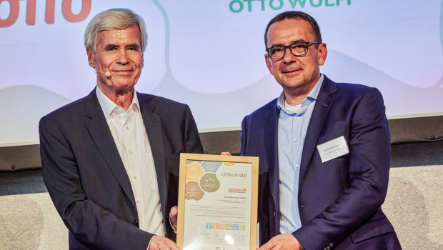 Initiator Prof. Dr. Michael Otto (links) und Toom-Geschäftsführer Einkauf und Logistik Dominique Rotondi bei der Auftaktveranstaltung in Berlin.